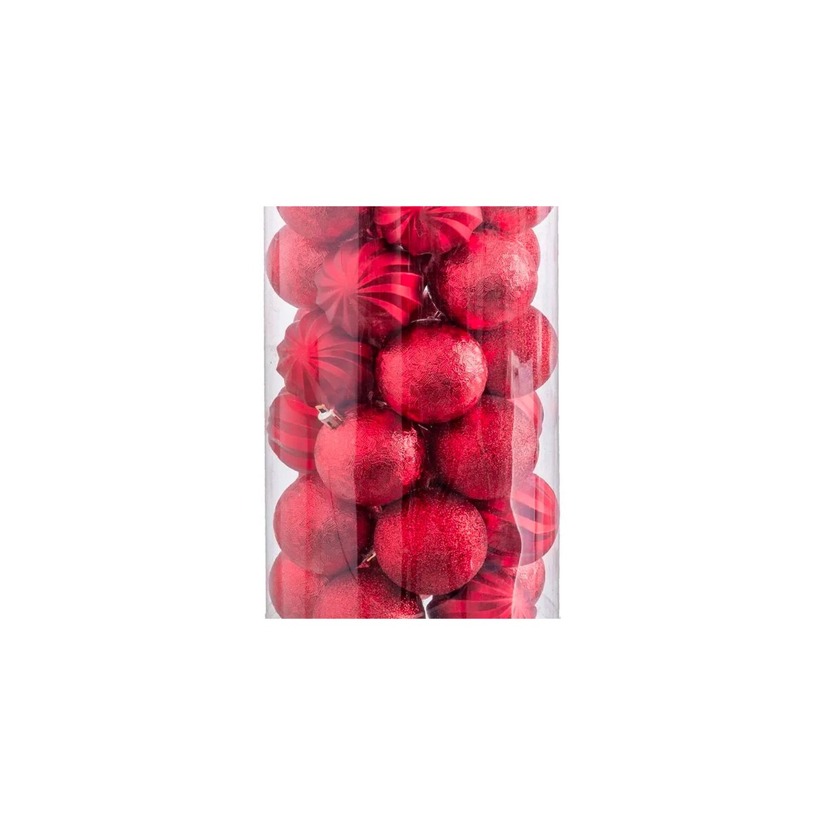 Set de 30 boules de Noël rouges mat, brillant, paillettes - 6cm rouge, WADIGA