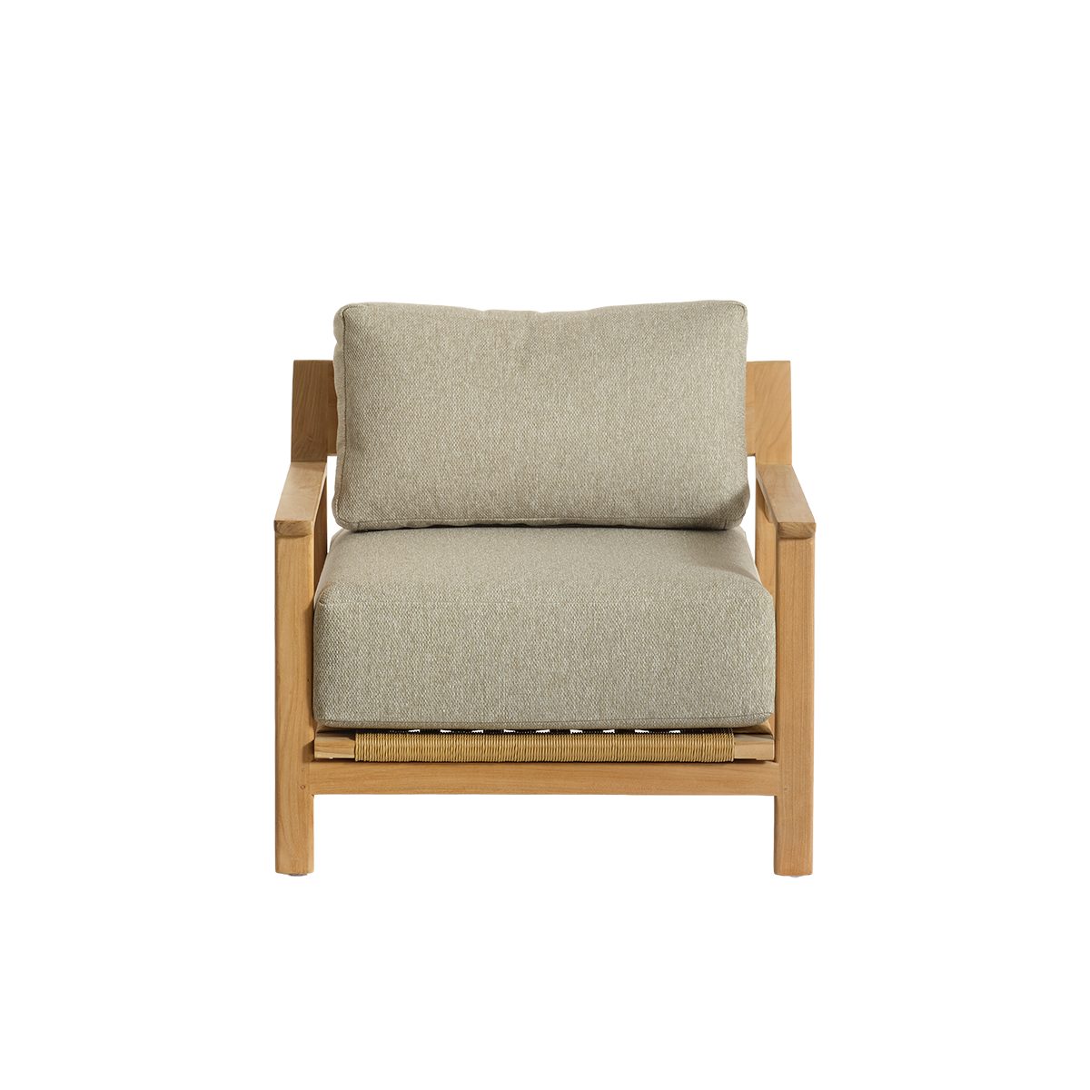 Fauteuil de jardin en teck avec coussins gris chiné PIANA gris_chine, BERAH GETAH