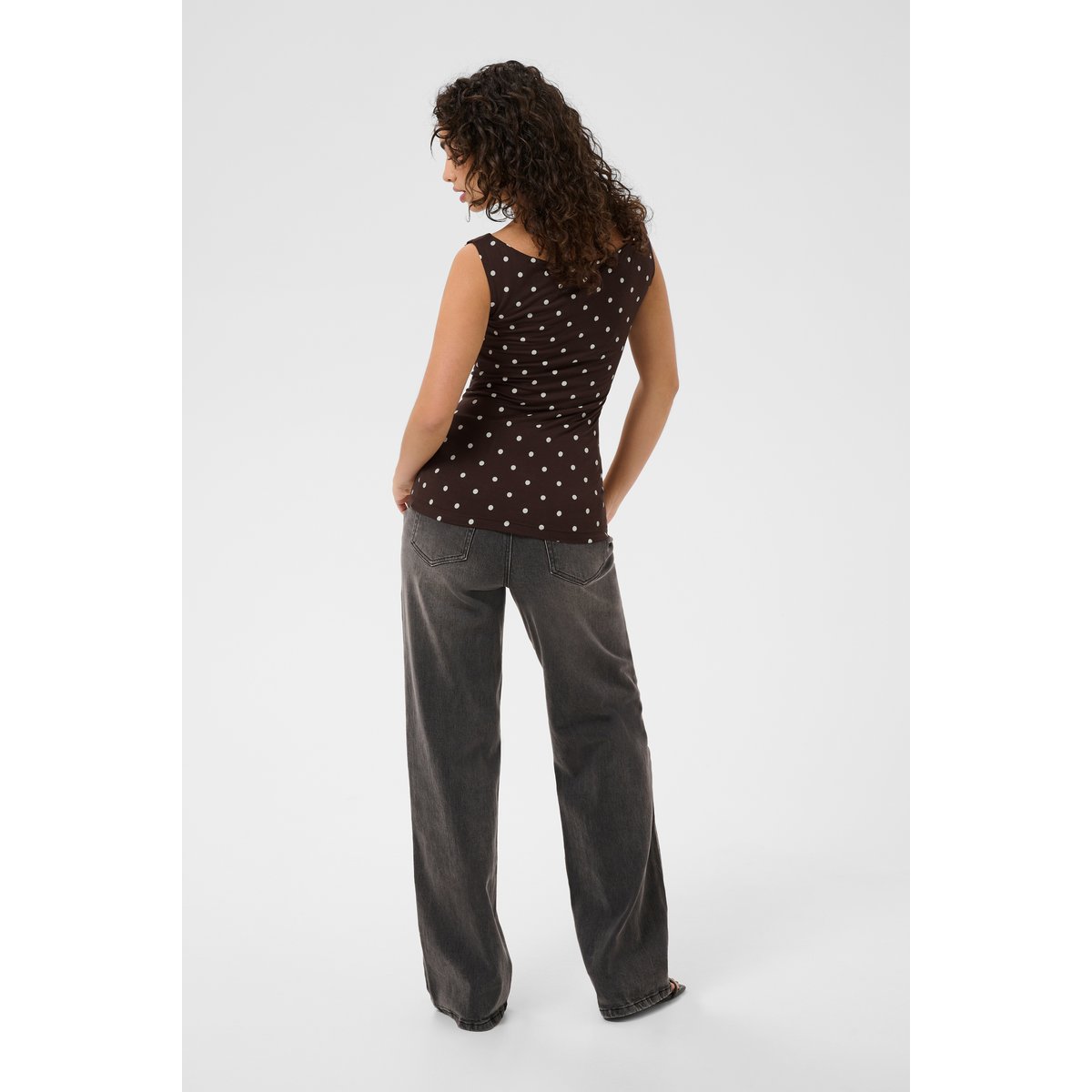 Blouse sans manches marron coffee bean/chalk dot, KAFFE