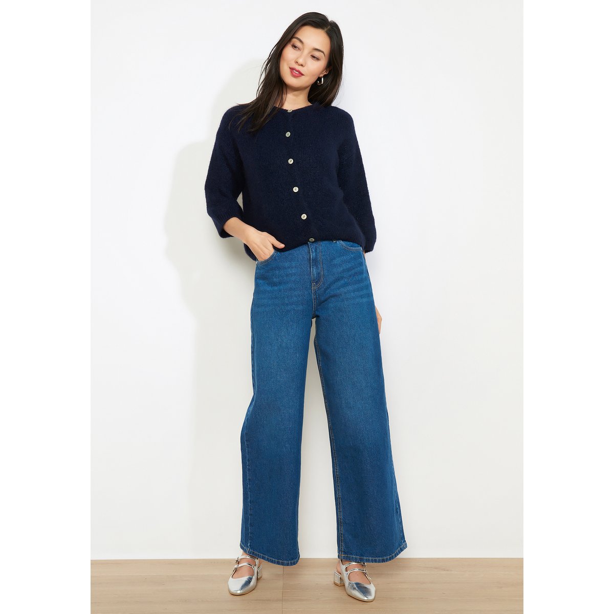 Jean large taille haute medium blue, LOLALIZA