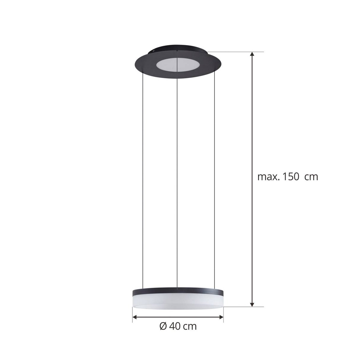 Suspension connectée  moderneLED, Squillo noir sable, blanc, LUCANDE