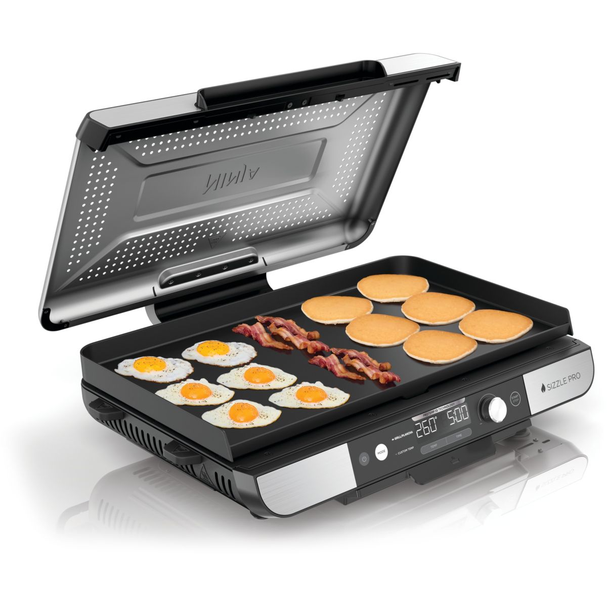 Plancha électrique GX101EU gris grill/plancha intérieurXL à poser, 47x24.7 cm couleur unique, NINJA