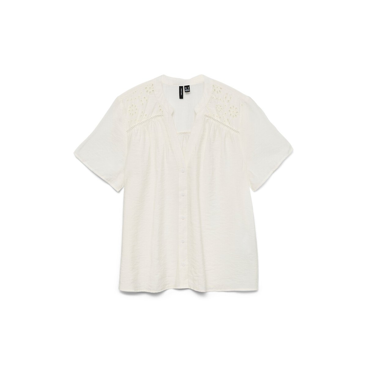 Blusa a maniche corte con dettagli in ricamo bianco, VERO MODA