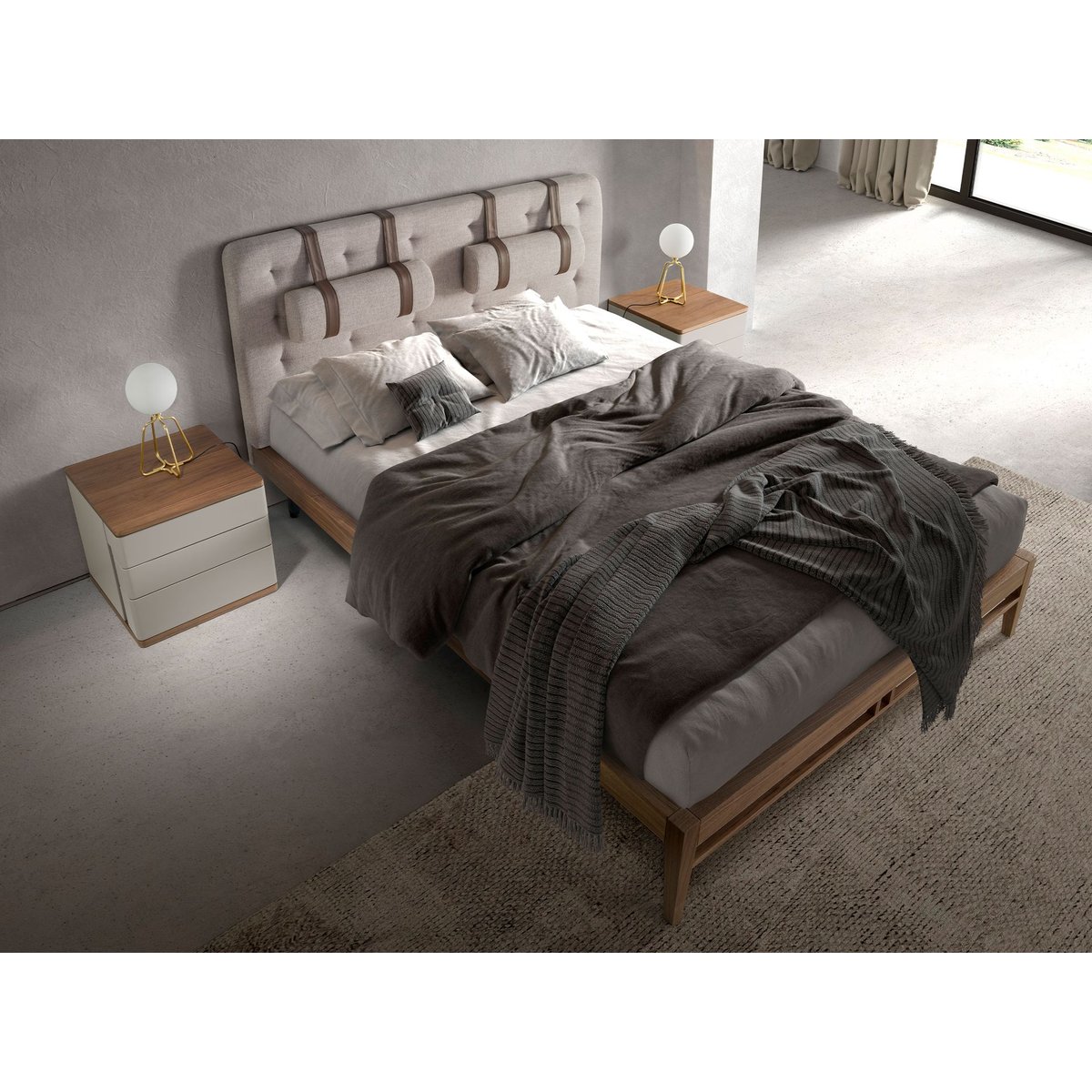Table de chevet en bois gris et noyer gris | noyer, ANGEL CERDA