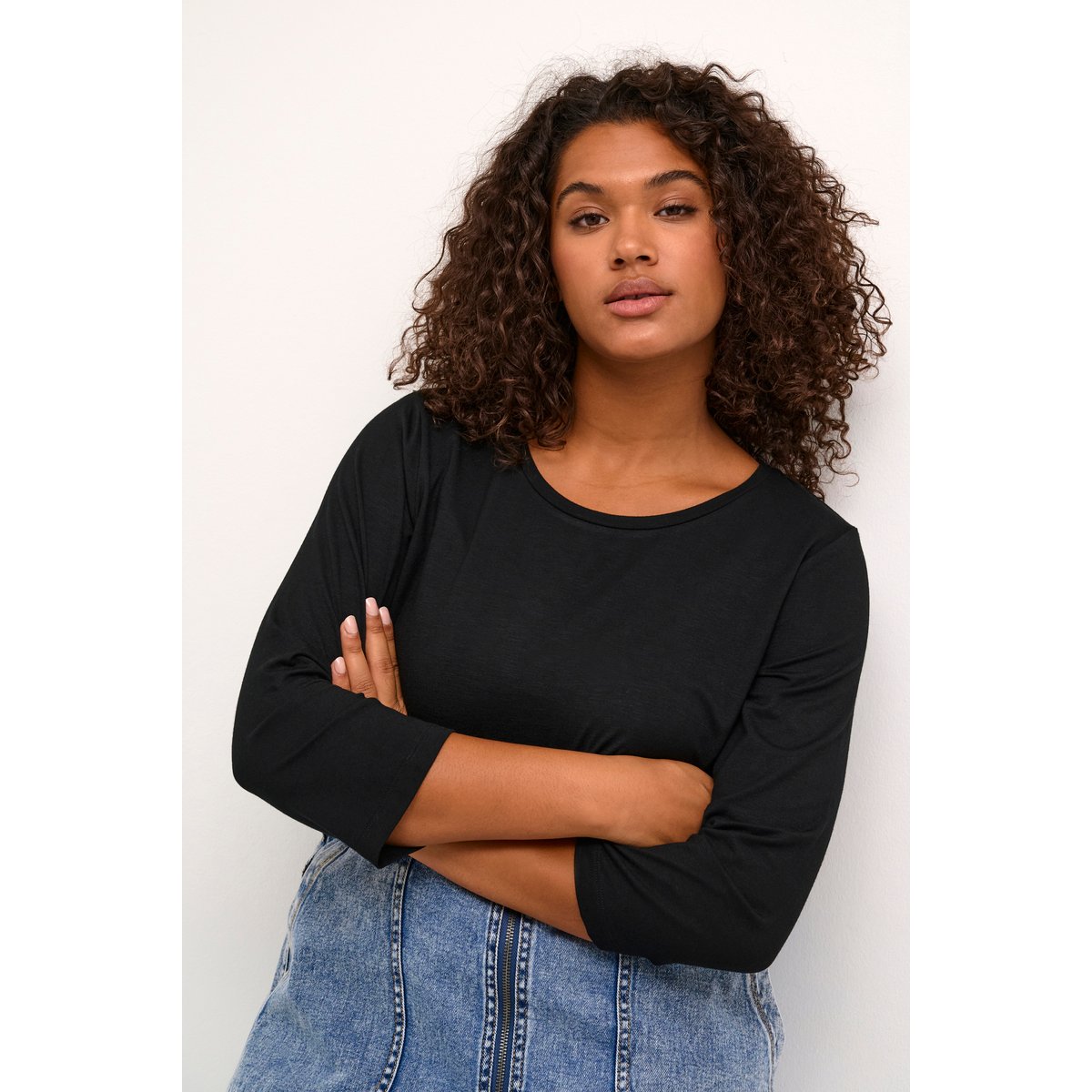 Jersey dress noir black deep, KAFFE CURVE