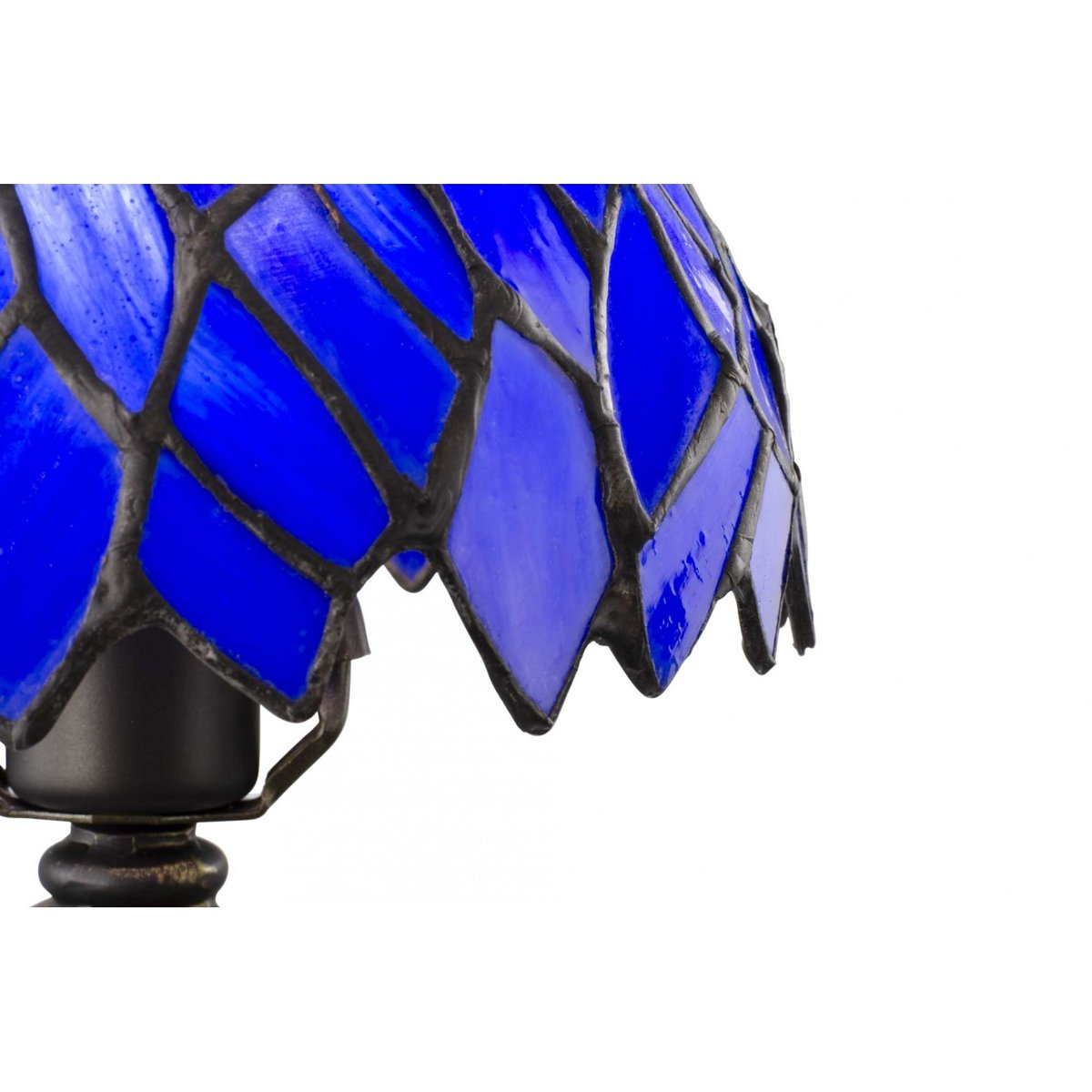 Lampe à poser petit modèle en verre mosaïque, TIFFANY CAMILLE bleu roi, C-CREATION