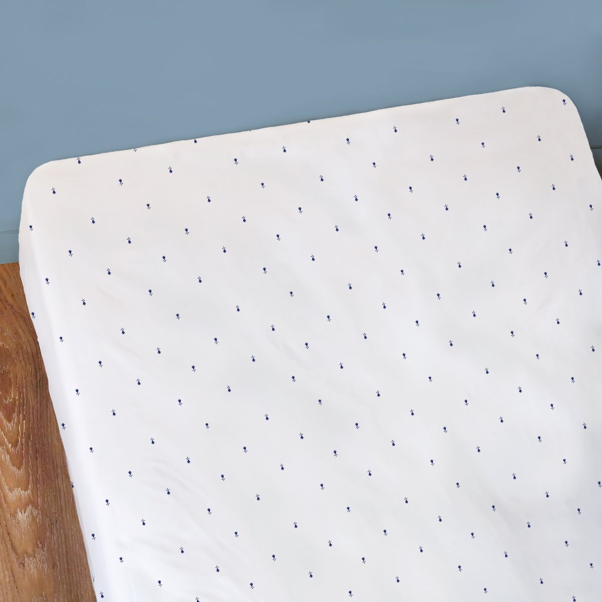 Drap-housse imprimé 100% coton, Bretagne BREIZH blanc, MATT ET ROSE