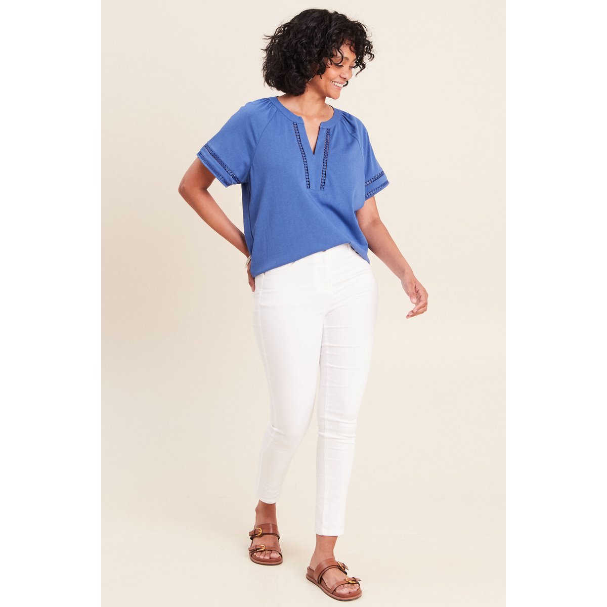 Blouse col v manches courtes bleu roi, BREAL