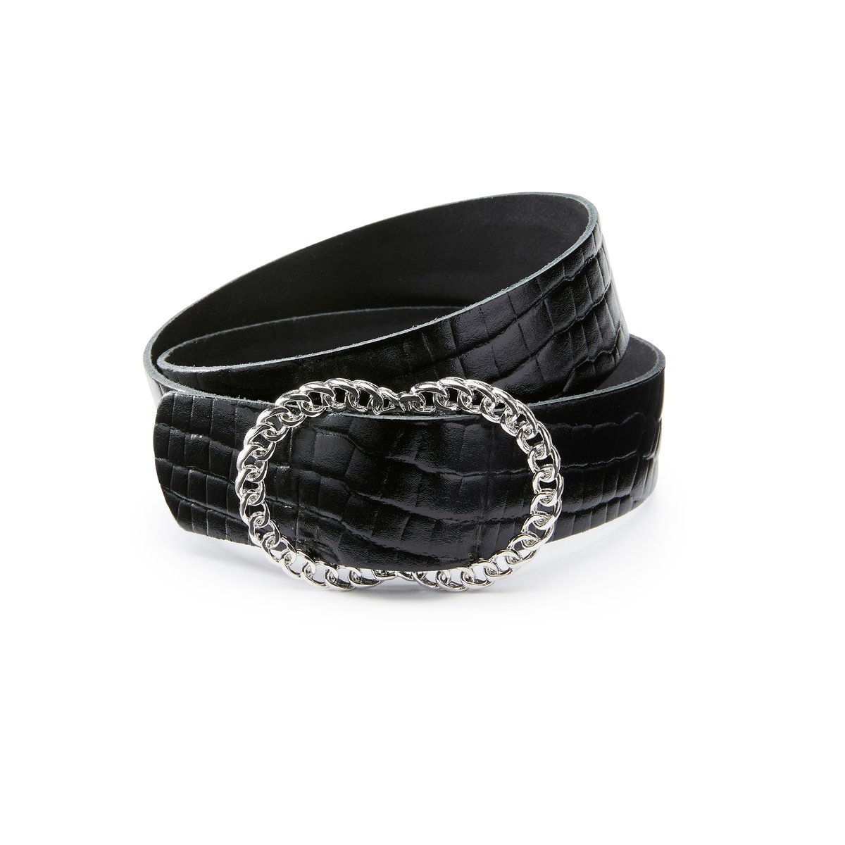 Ceinture fine aspect croco noir, DAMART