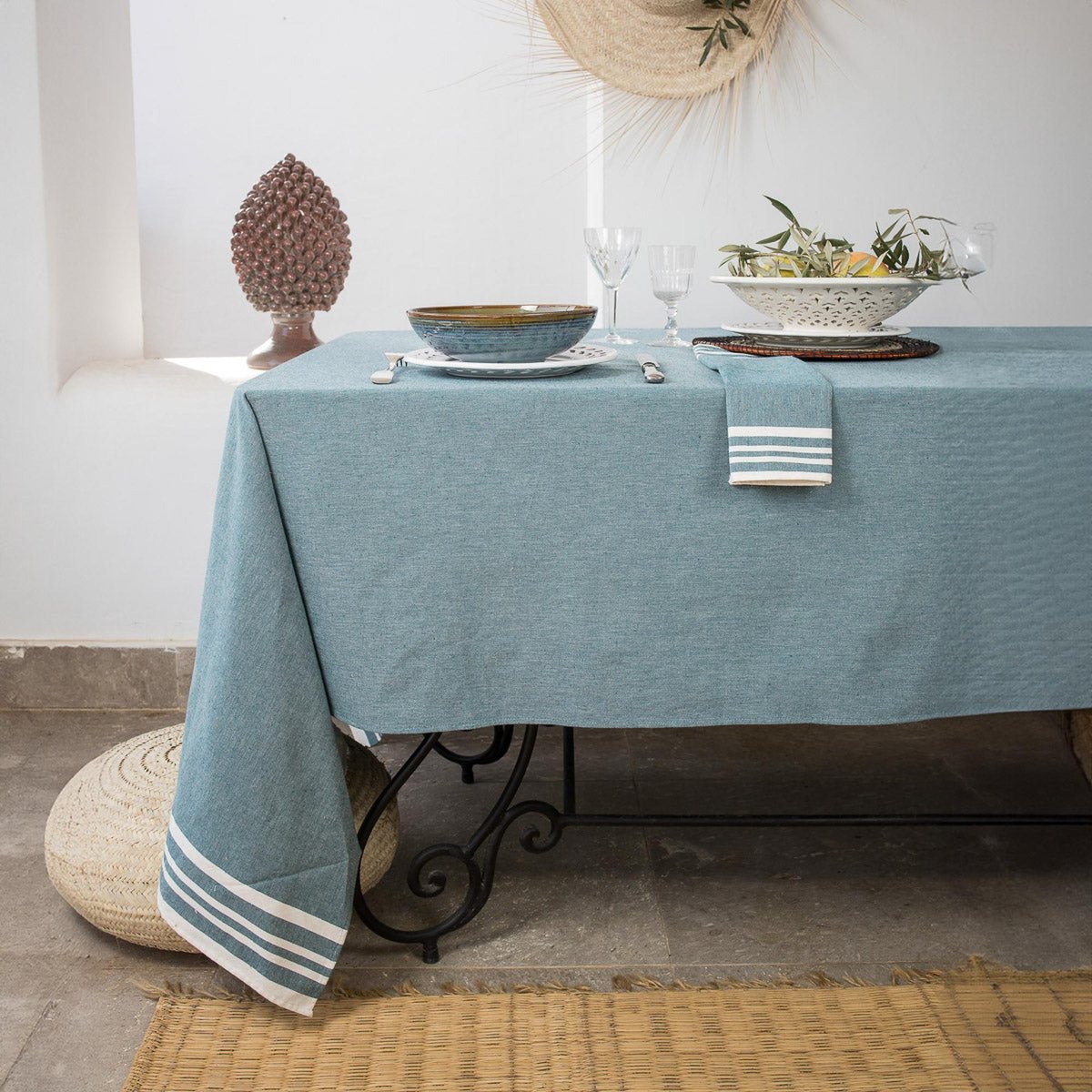 Nappe coton MAHDIA bleu pétrole, FEBRONIE