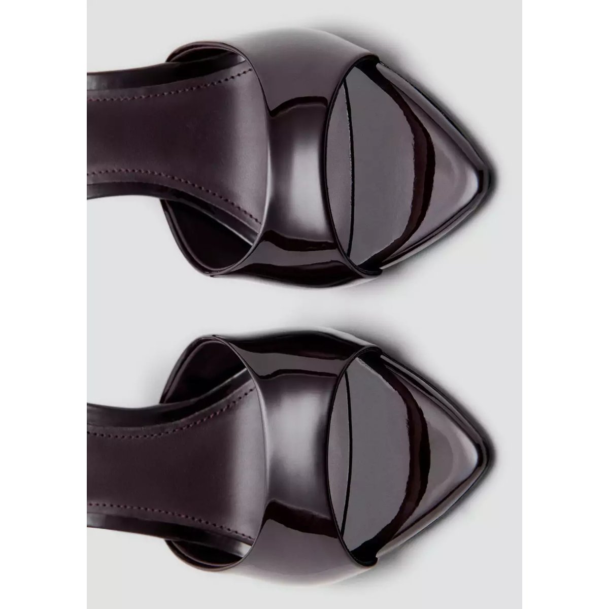Sandales vernies à talon bordeaux, MANGO