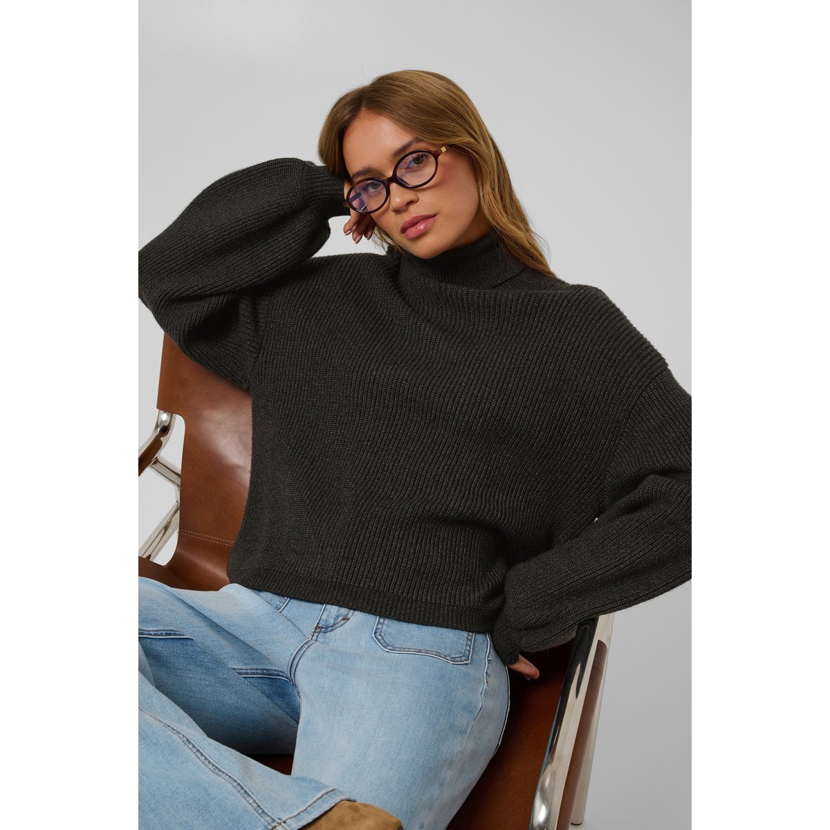 Pullover tricoté gris dark grey melange, KAFFE