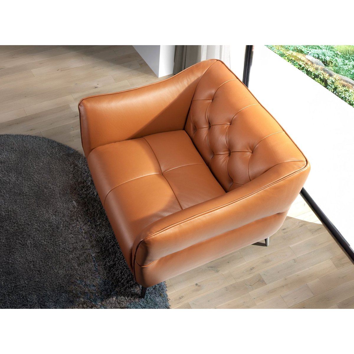 Fauteuil Chester cuir marron | acier, ANGEL CERDA