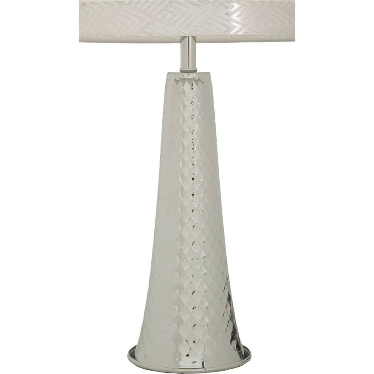 Lampe à poser pied en fer abat-jour tissu GLAM argenté et blanc, RECOLLECTION