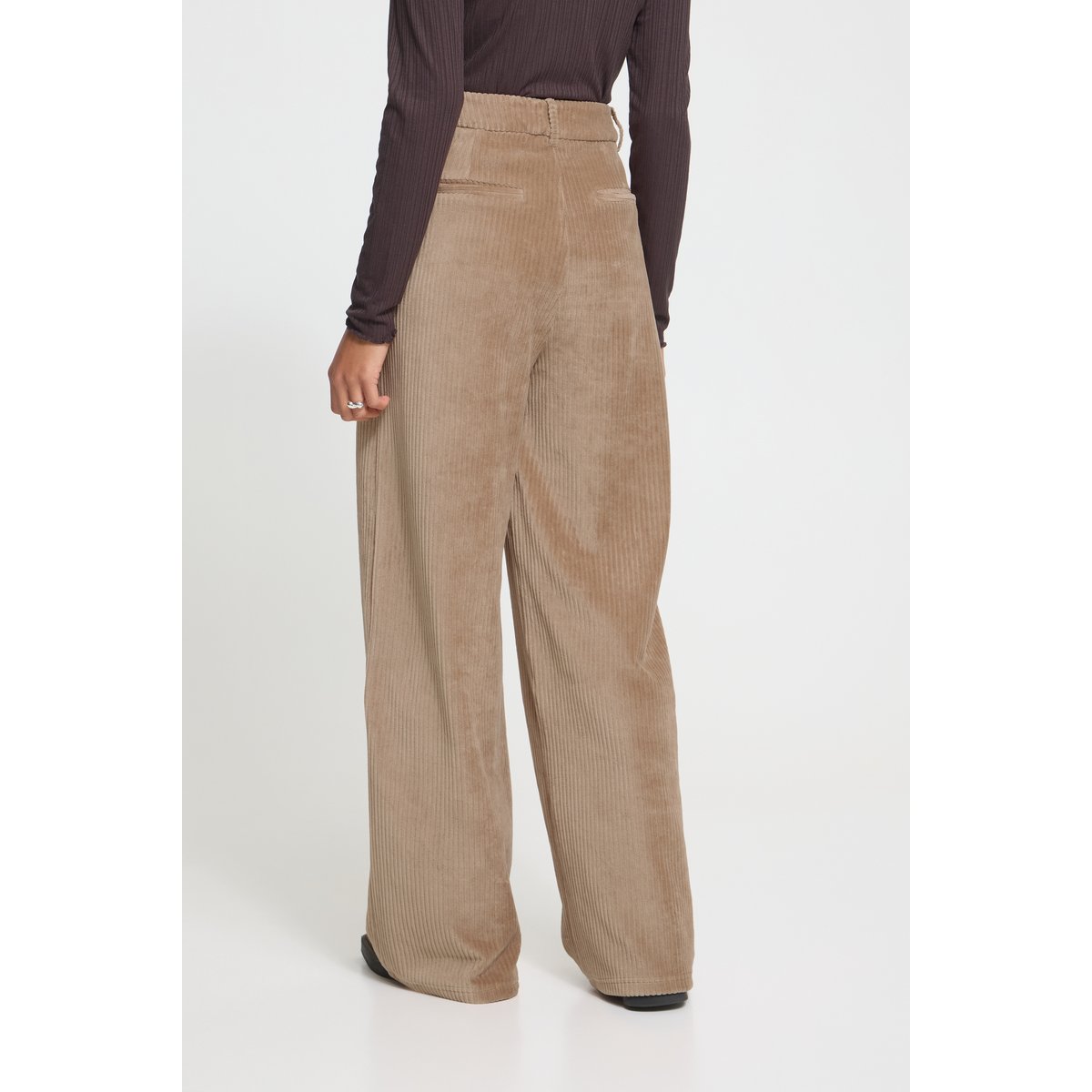 Pantalon en velours, coupe droite, jambes larges marron toasted coconut, ICHI