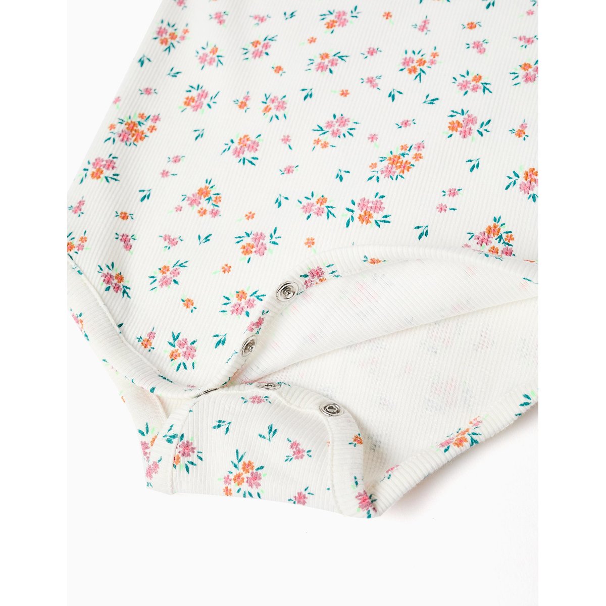 Body côtelé avec motif floral beige clair, ZIPPY