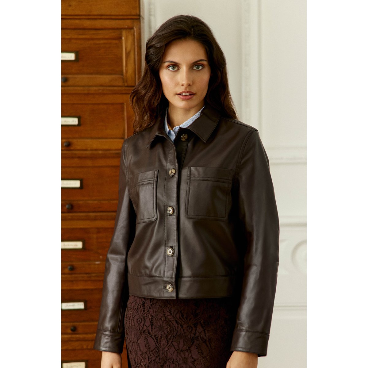Veste col chemise uni VIRGINA 16-marron, LA PETITE ETOILE