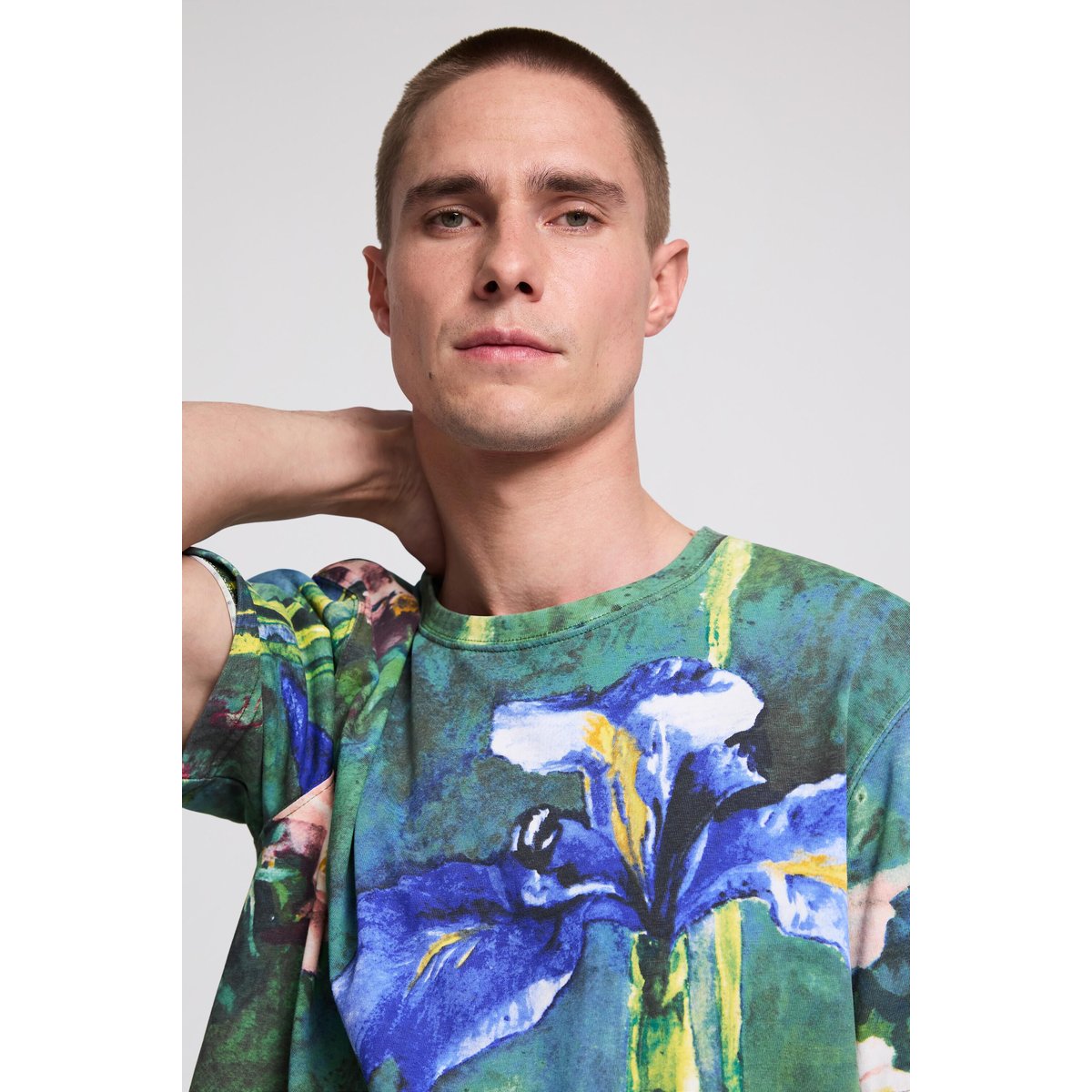 T-shirt à fleurs bleu, DESIGUAL