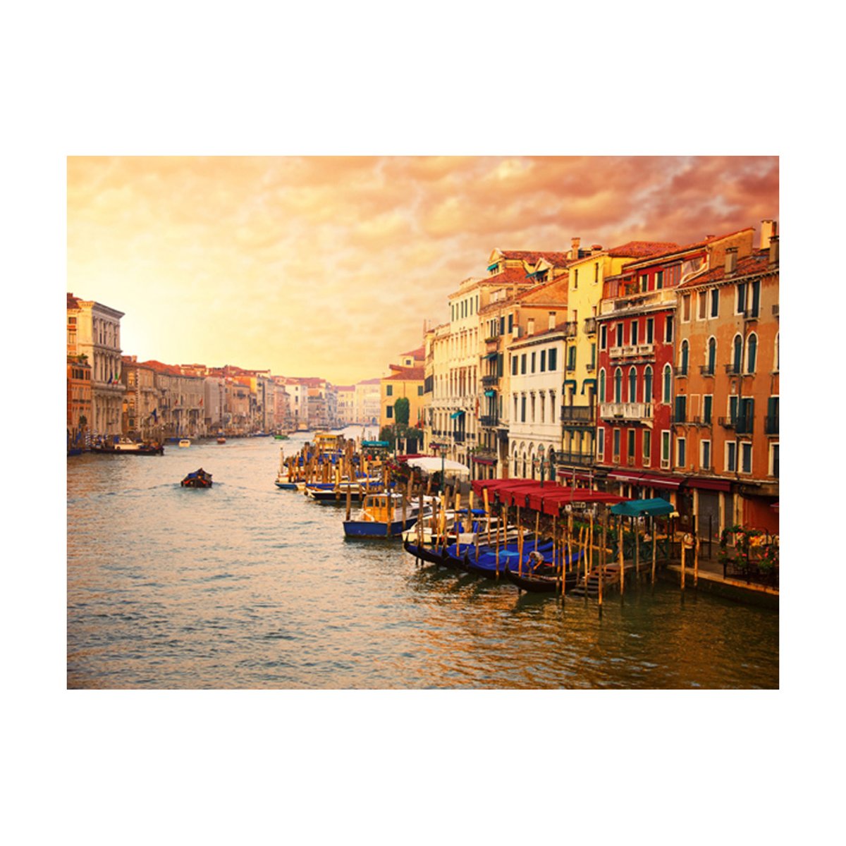 Papier peint intissé panoramique Ville et Architecture Venise - la ville pleine de couleurs sur l'eau gris / argent, EDEN