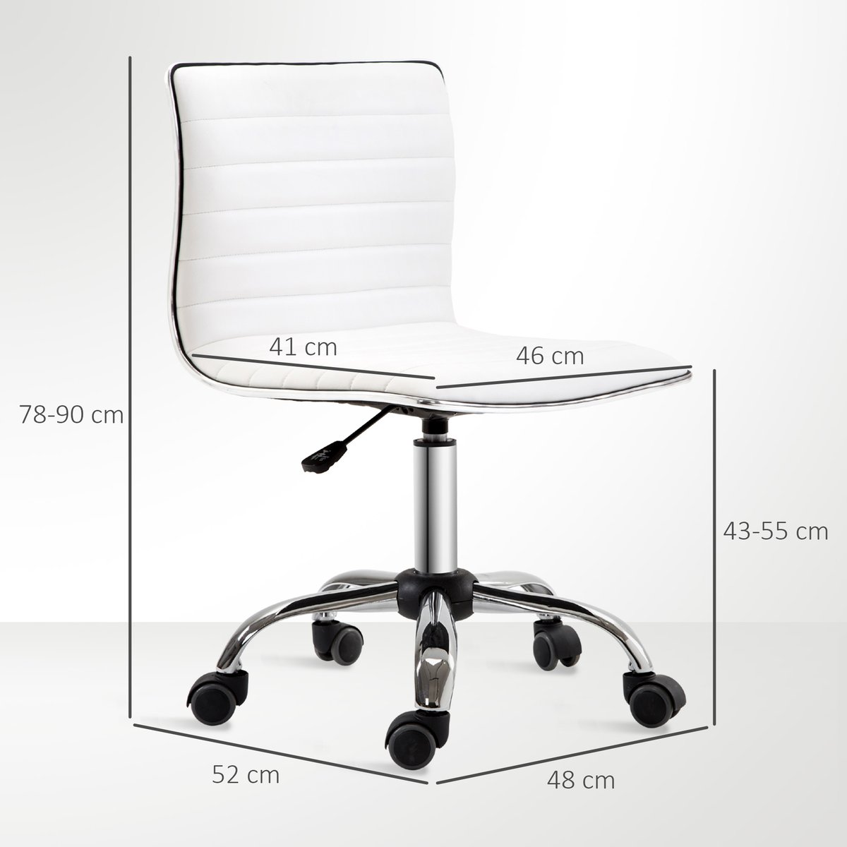 Chaise de bureau Polyuréthane Blanc blanc, HOMCOM
