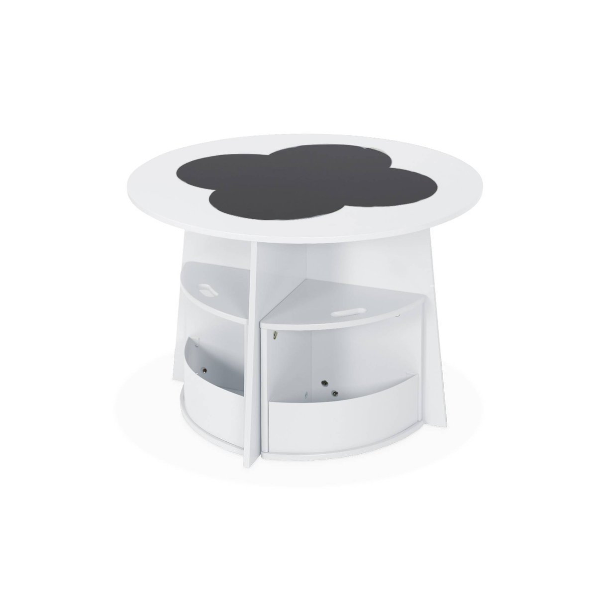 Table effet ardoise pour enfant 4 chaises avec rangement NEPHOS blanc, SWEEEK