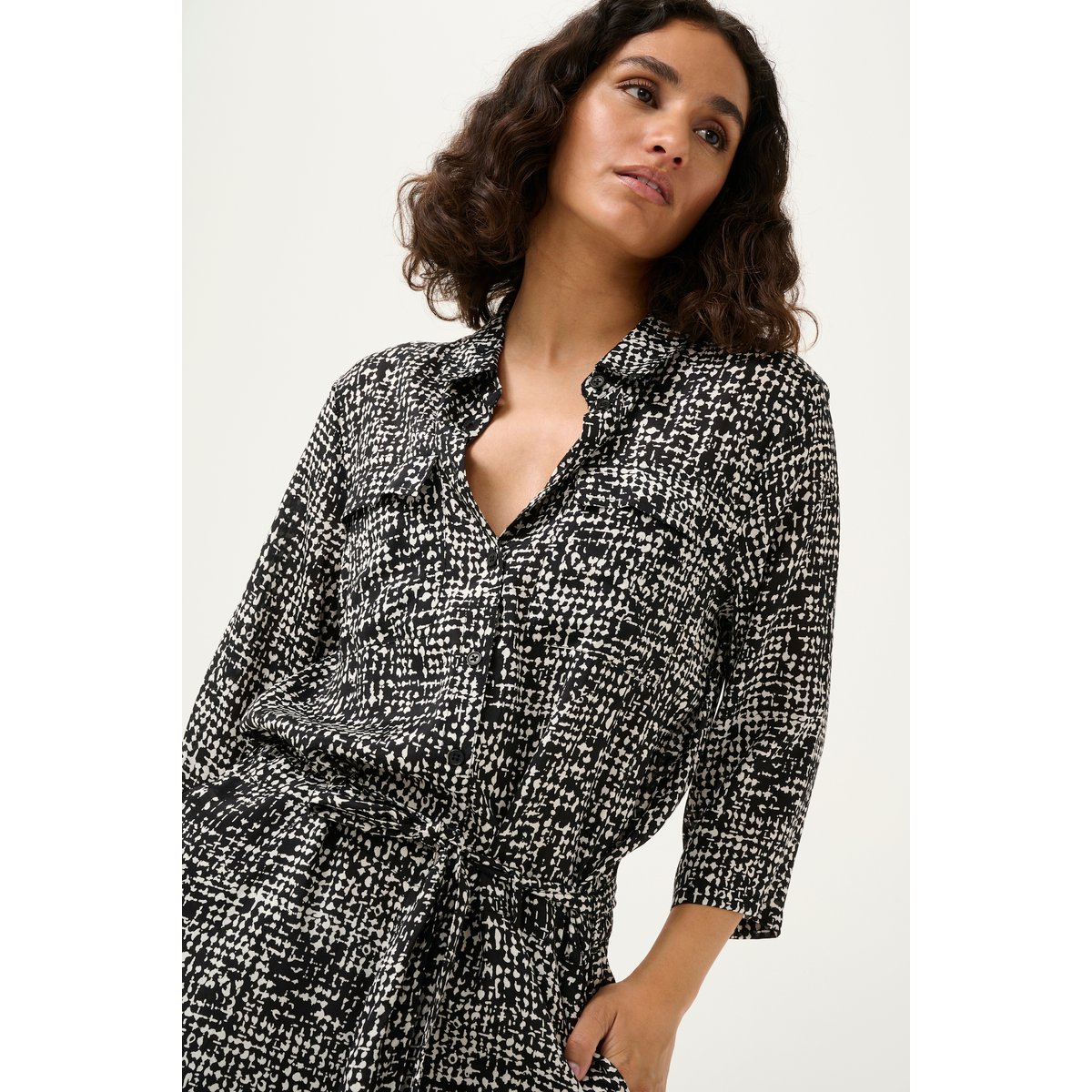 Jumpsuit noir/blanc turtledove graphic dot, KAFFE