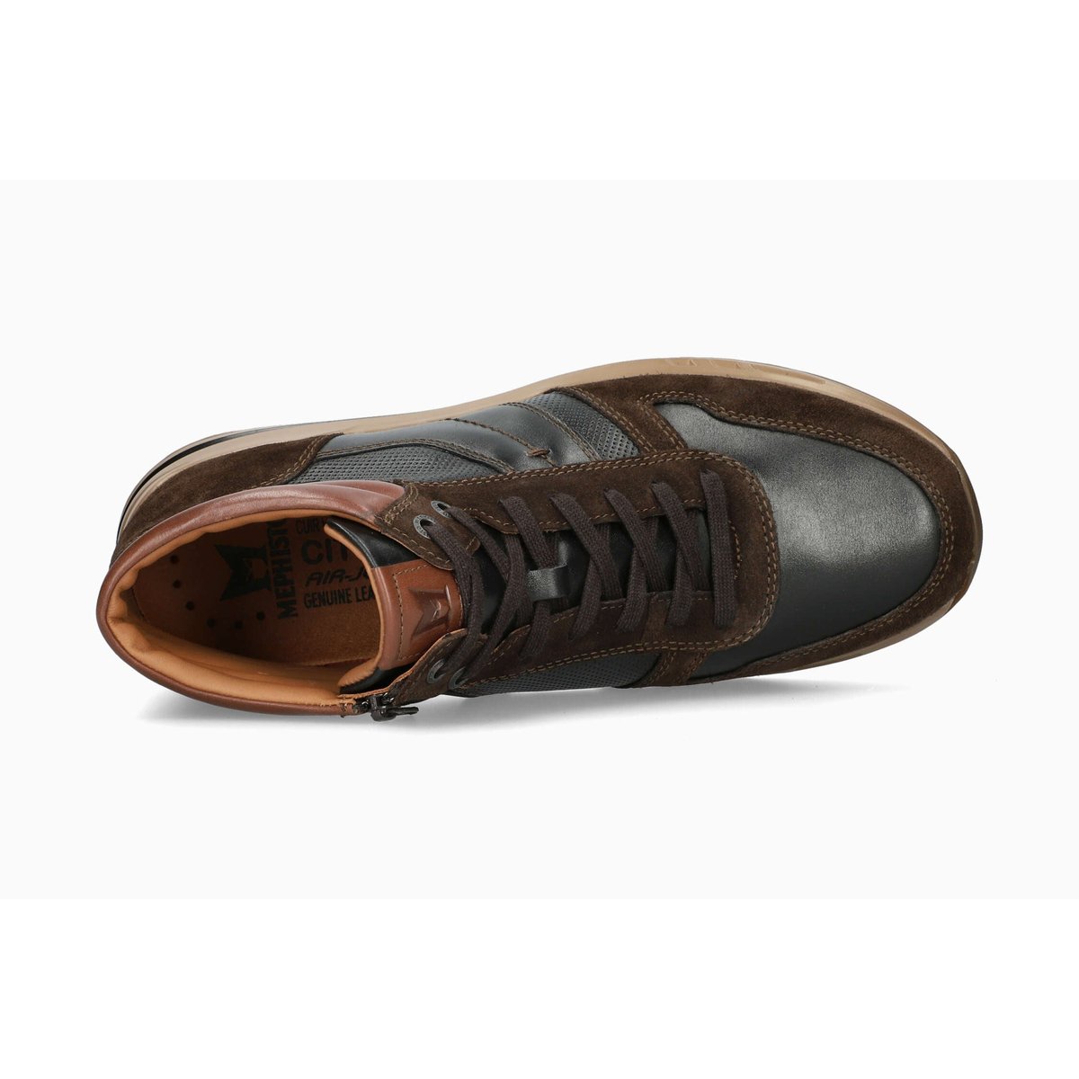 Baskets en cuir BORAN marron foncé p5150196, MEPHISTO