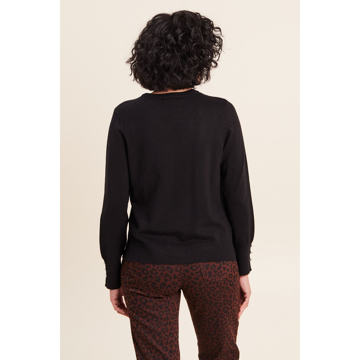 Pull droit col rond manches longues noir, BREAL