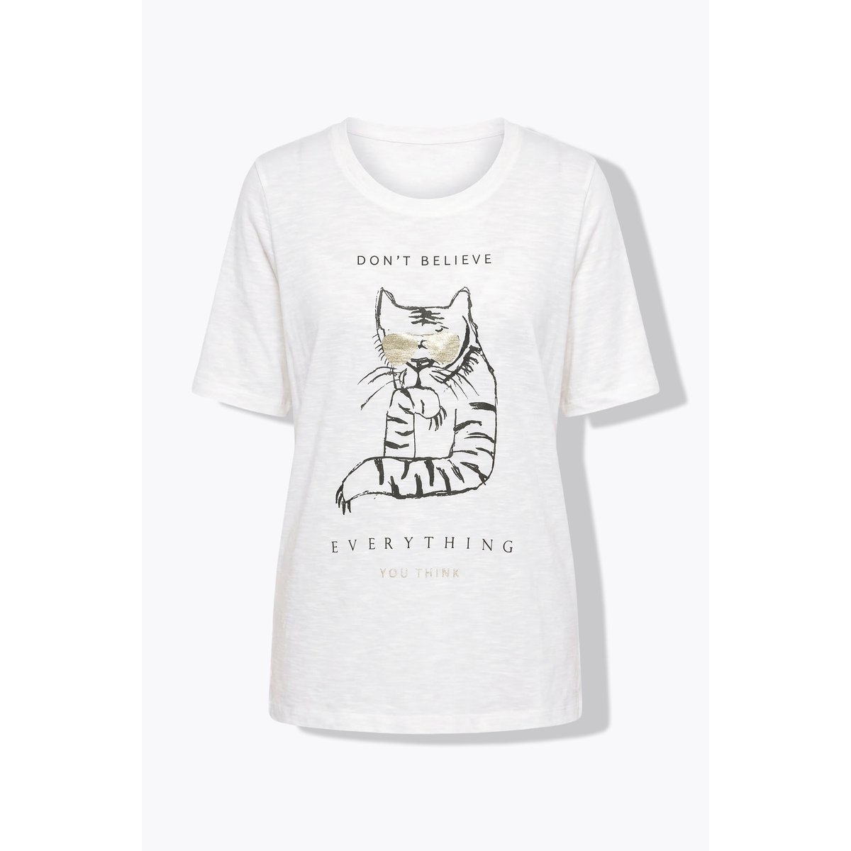T-shirt oversize, motif chat blanc cassé, ULLA POPKEN