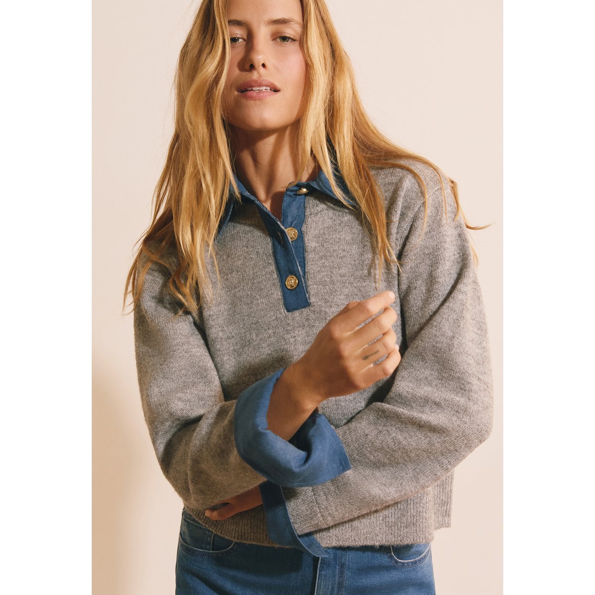 ETAM PULL SUNNY - PULL COL POL gris, ETAM