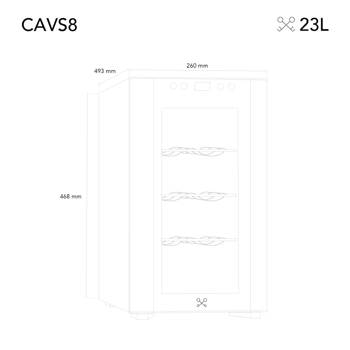 cave de service 8 bouteilles pose libre - cavs8 noir, H.KOENIG