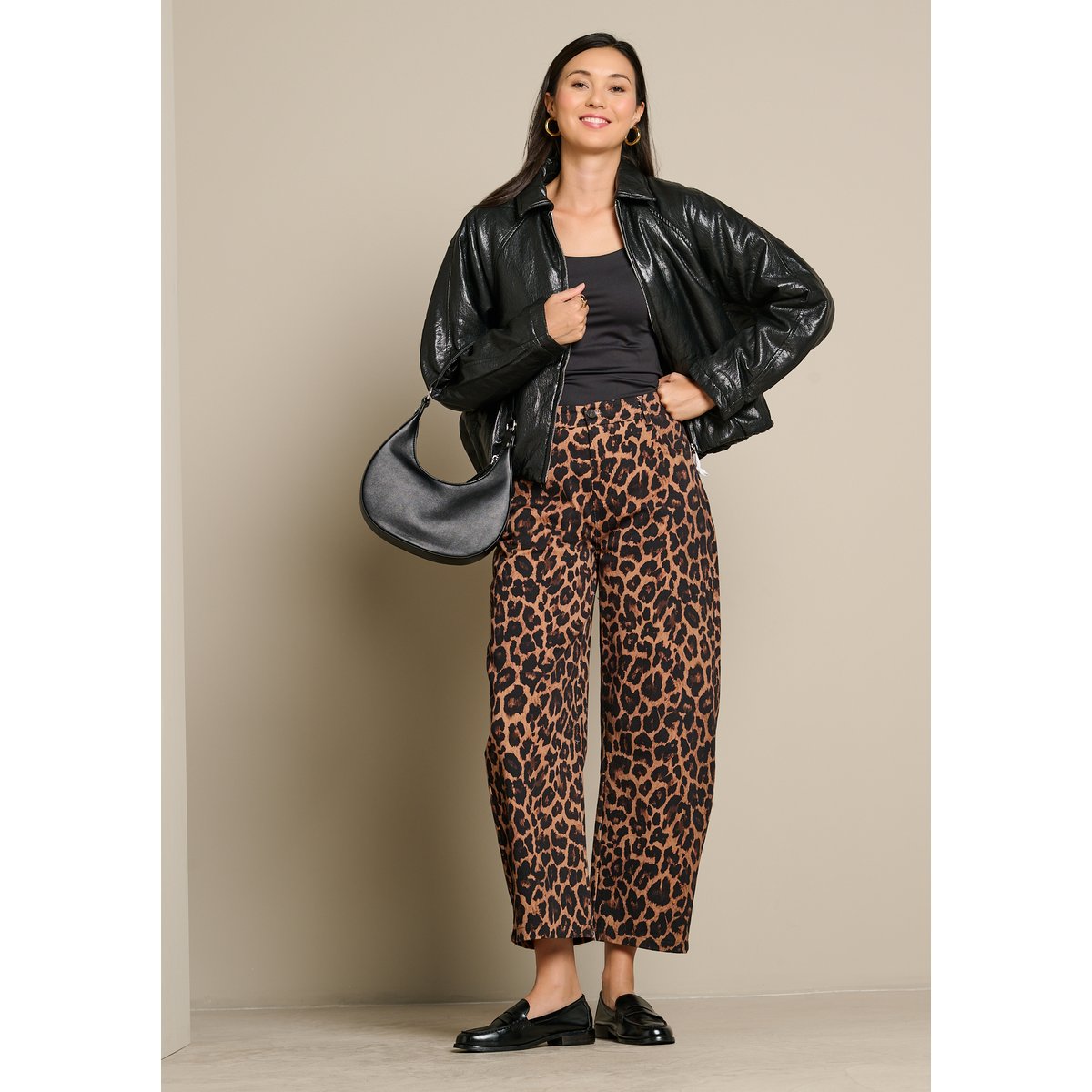 Bomber effet cuir noir, LOLALIZA