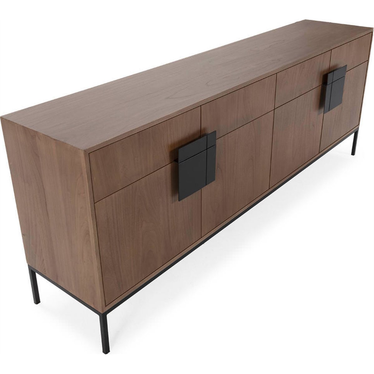 Buffet en bois d'orme et métal noyer, noir mat, RECOLLECTION