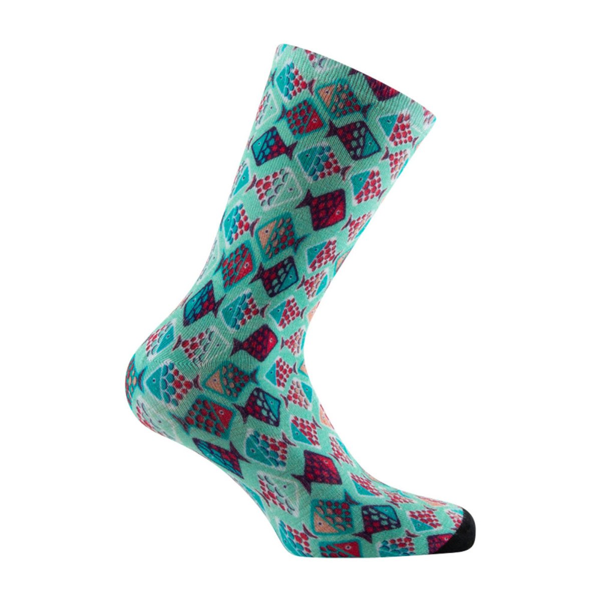 Coffret de 2 mi-chaussettes imprimées Femme en viscose de bambou turquoise rose, KINDY