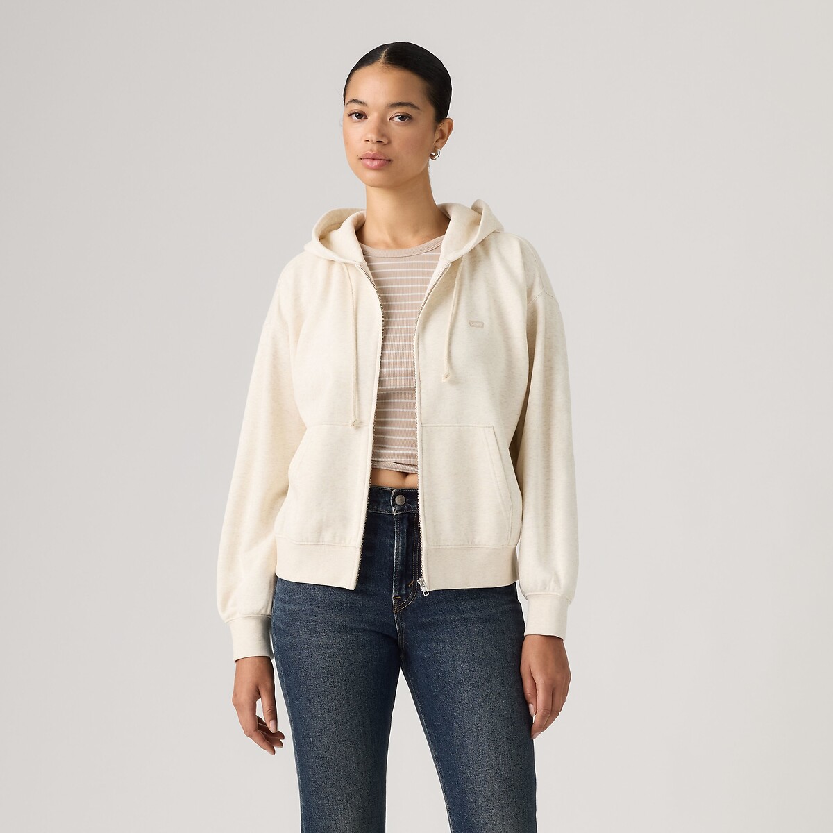 Sweat zippé à capuche ecru, LEVI'S