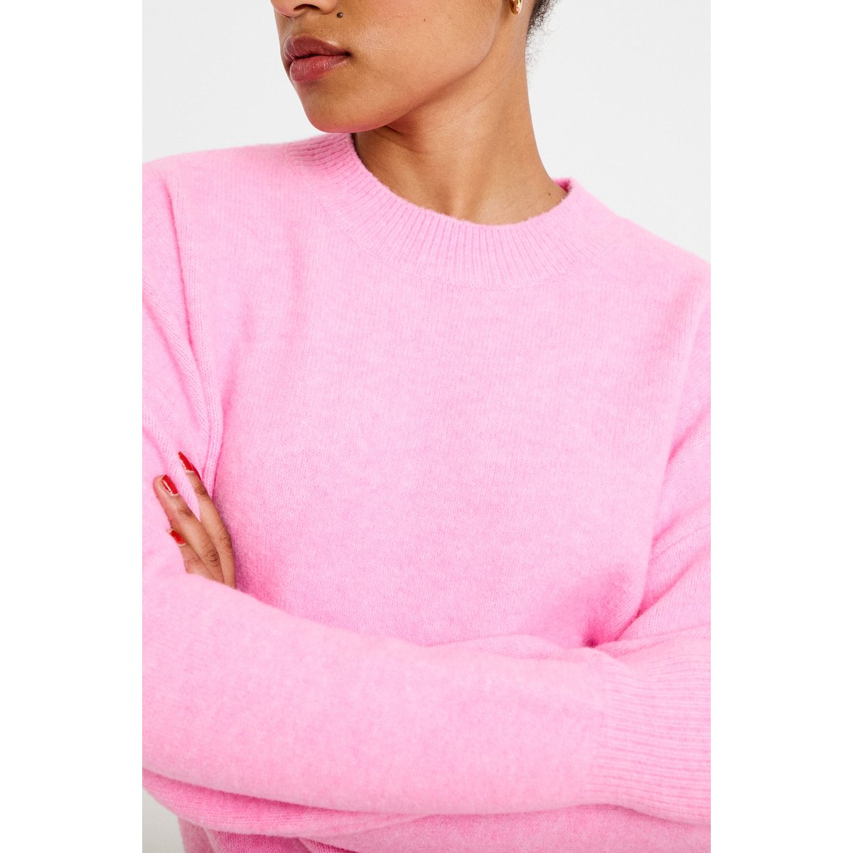 Pull col rond rose, CACHE CACHE