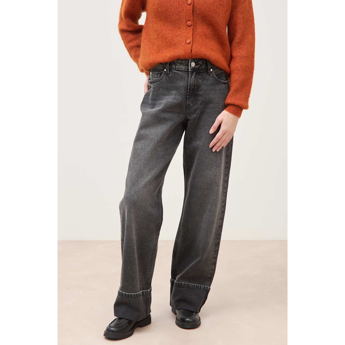Jeans straight taille standard denim gris, BONOBO