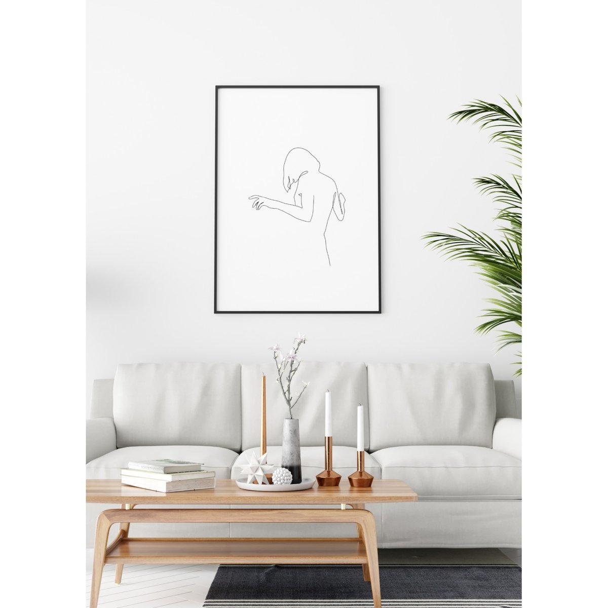 Affiche Line Art Women 6 blanc, L'AFFICHERIE