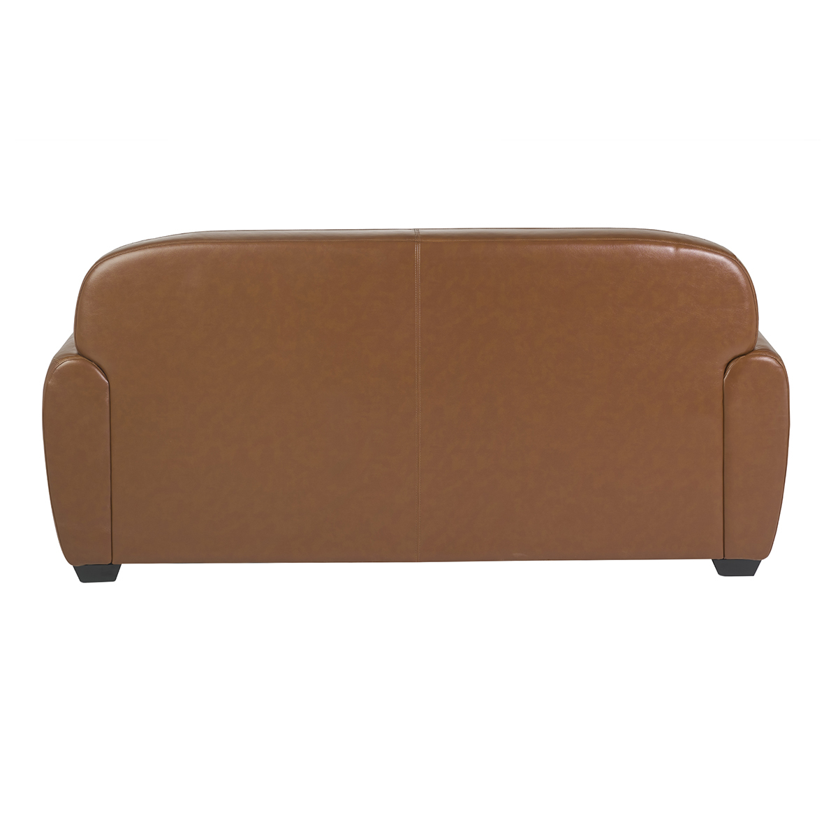 Canapé convertible vintage 3 places cuir marron et bois noir avec matelas 9 cm CLUB marron, MILIBOO