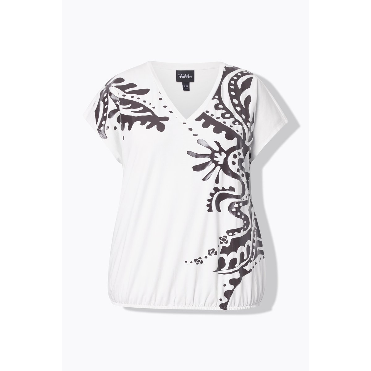 T-shirt oversize. Motif cachemire. Col V blanc cassé, ULLA POPKEN