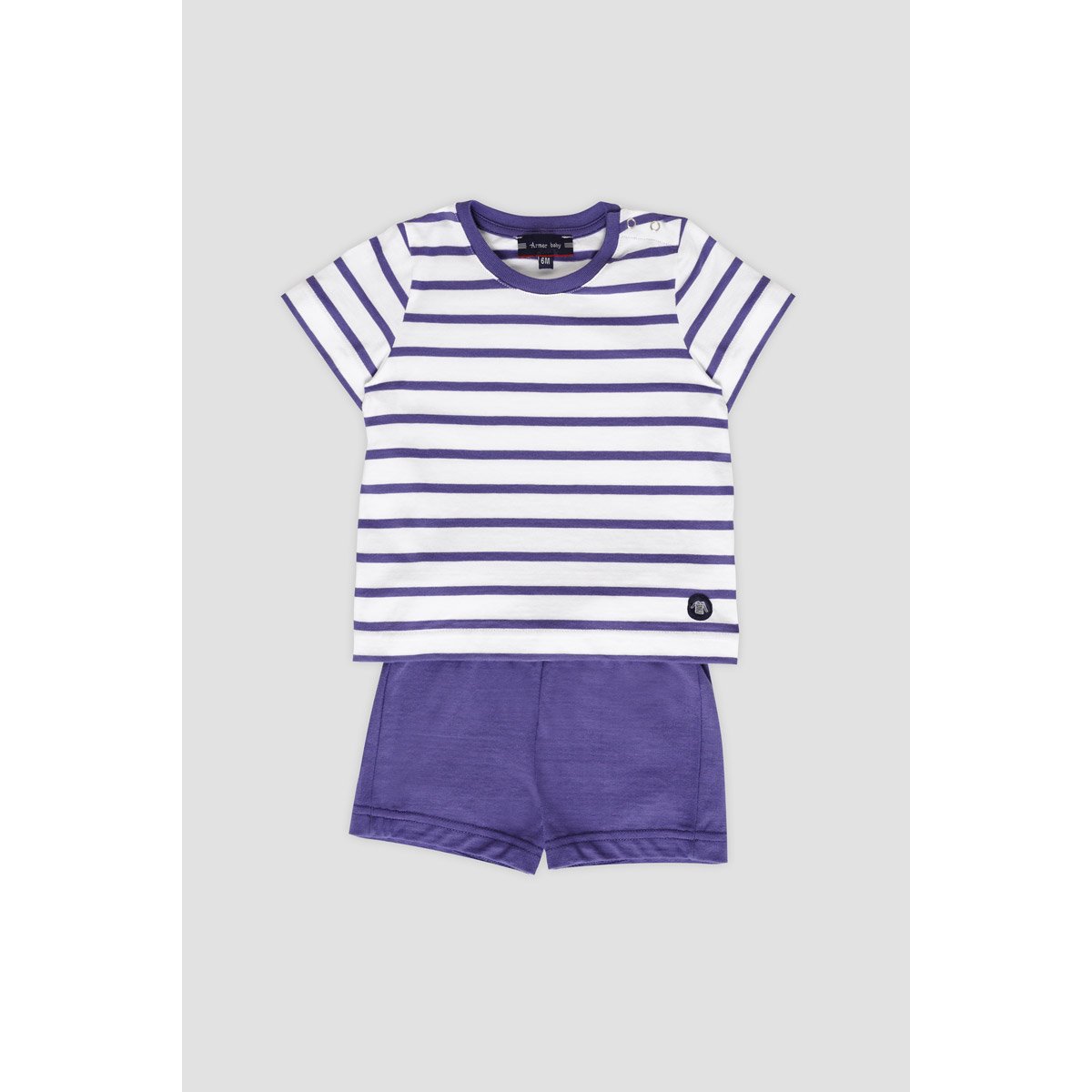 Ensemble pyjashort en coton léger BABY blanc/skipper, ARMOR-LUX