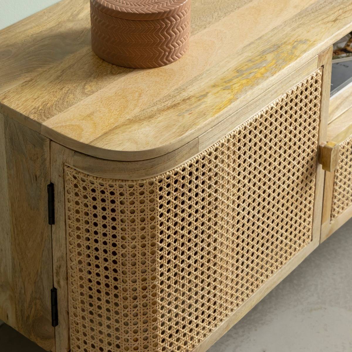 Meuble TV en bois de manguier PALMA bois clair, MADE IN MEUBLES
