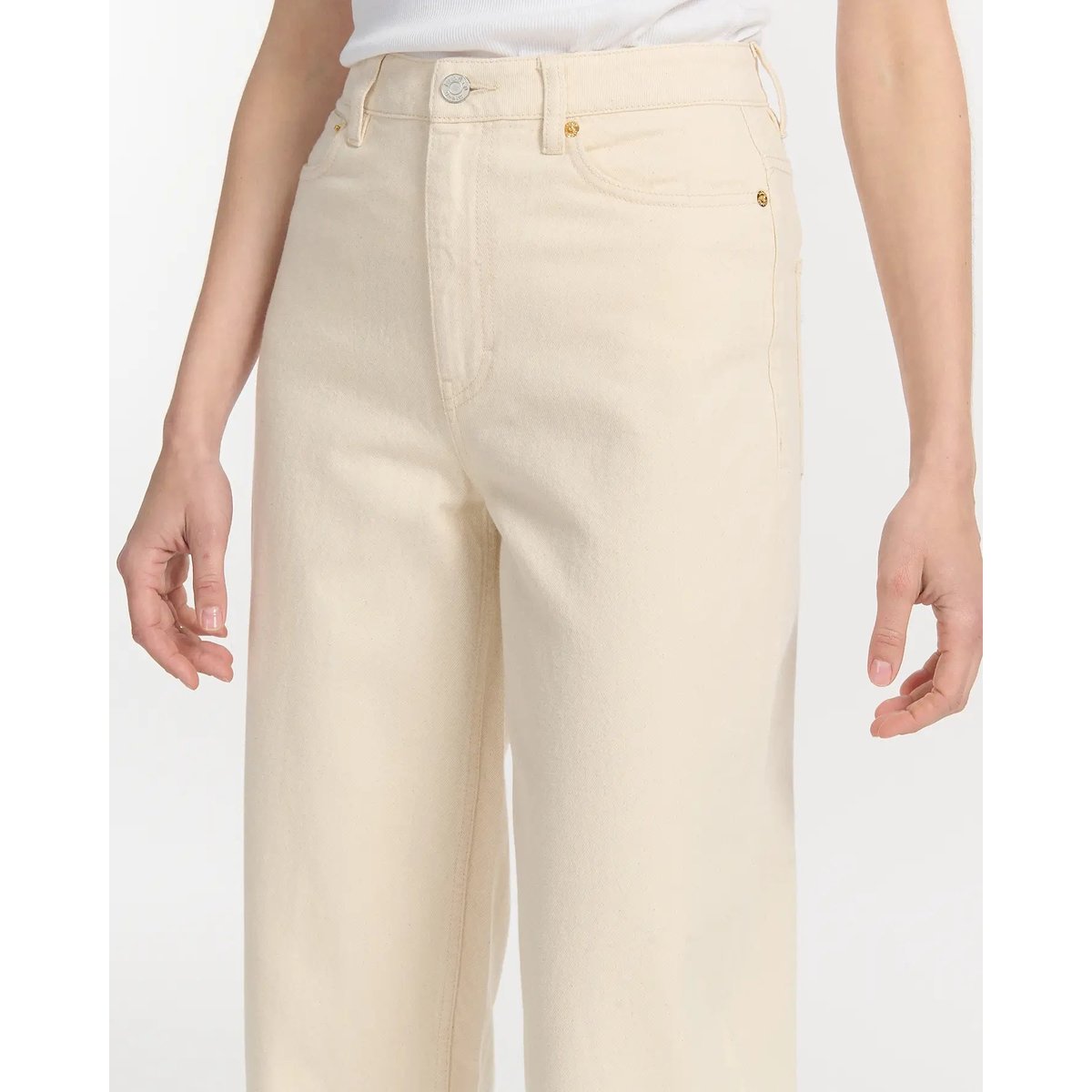 Jeans ballon taille haute cheville ecru, LABDIP
