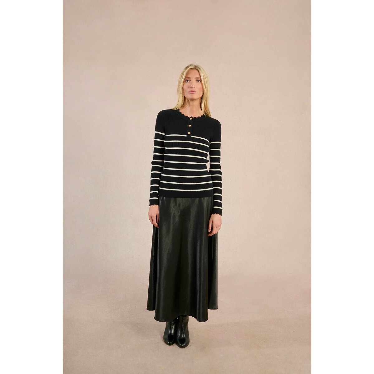 Fitted Striped Jumper black stripes, MOLLY BRACKEN