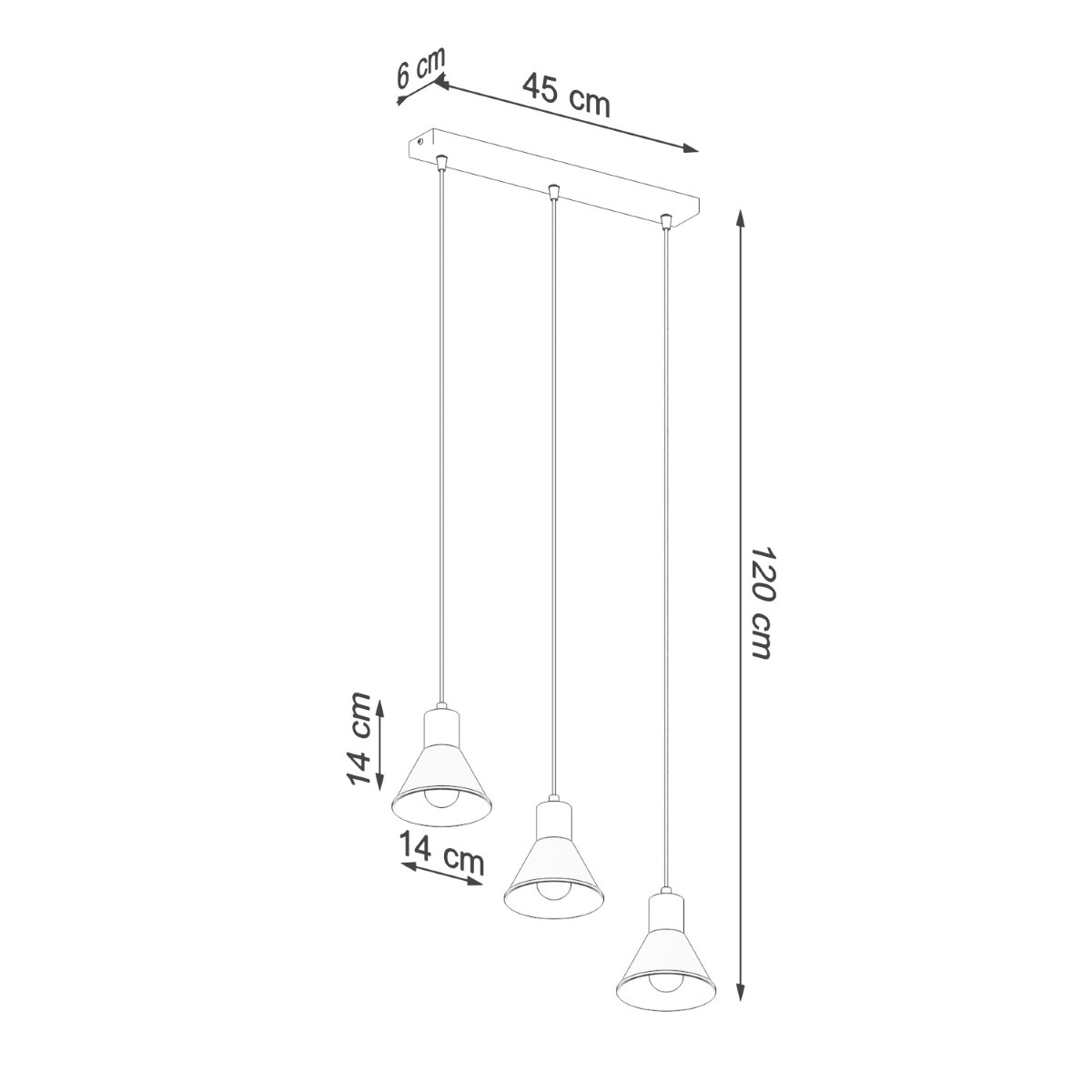 Suspension Acier Noir E27 3 Taleja noir, EDEN