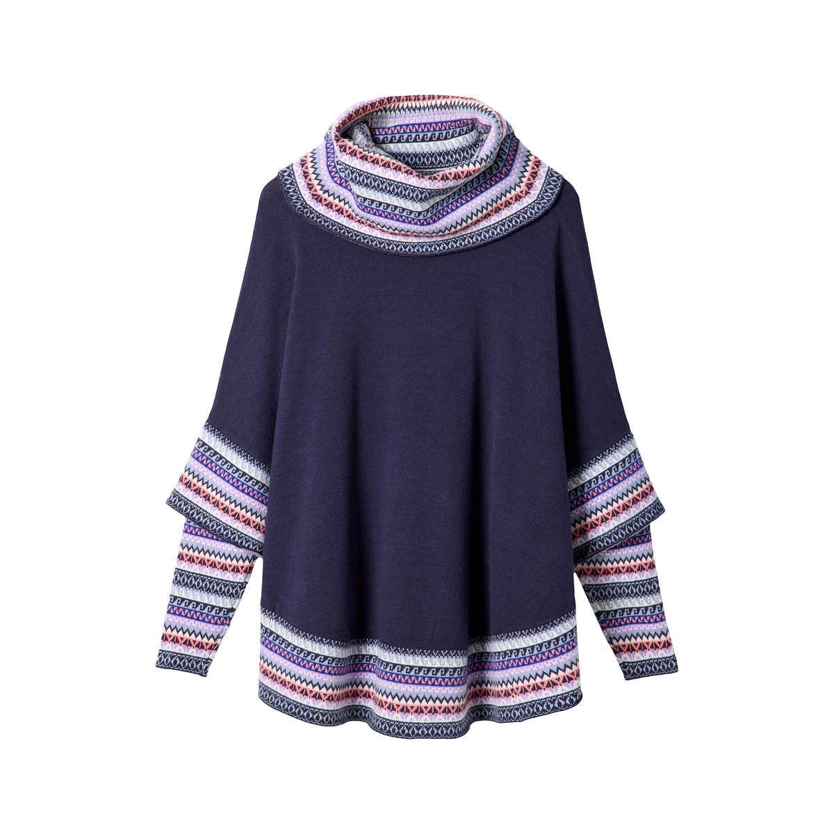 Poncho à Manches en Maille Bobo d'Hiver bleu, JOE BROWNS