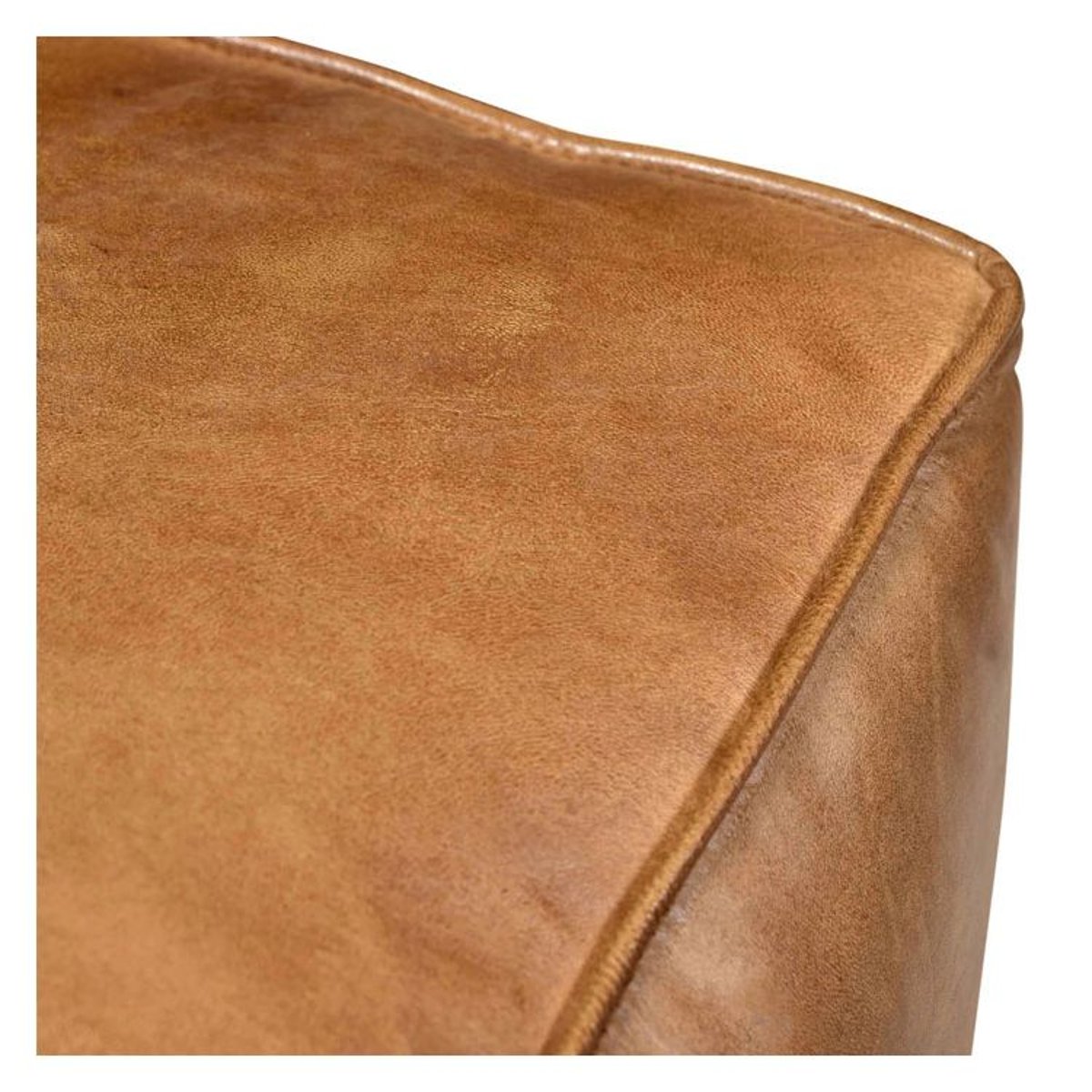 Pouf carré en cuir 40 cm - ARRAH marron vieilli, MAISON PAVANE