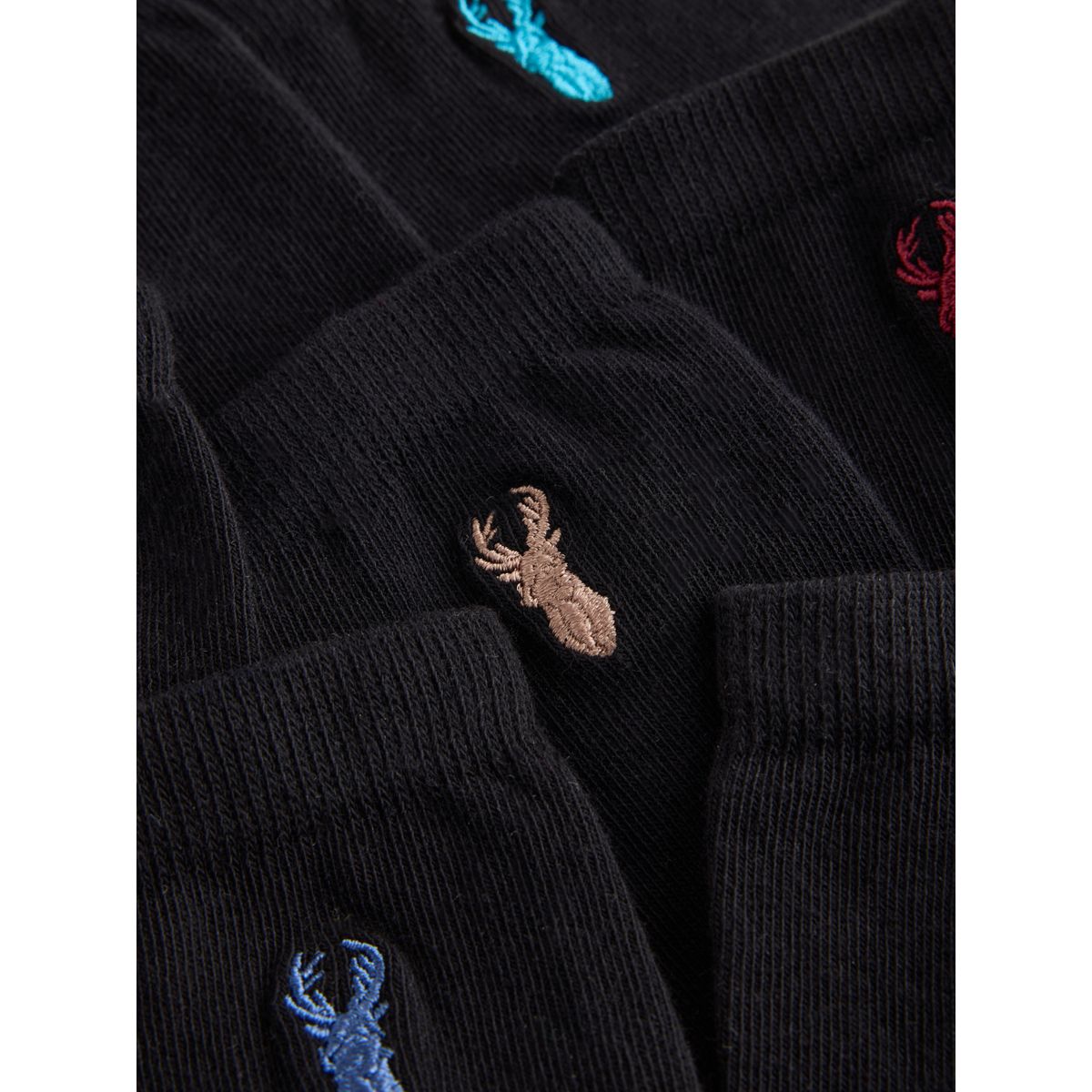 Chaussettes brodées en coton, 7 paires cerf noir, NEXT