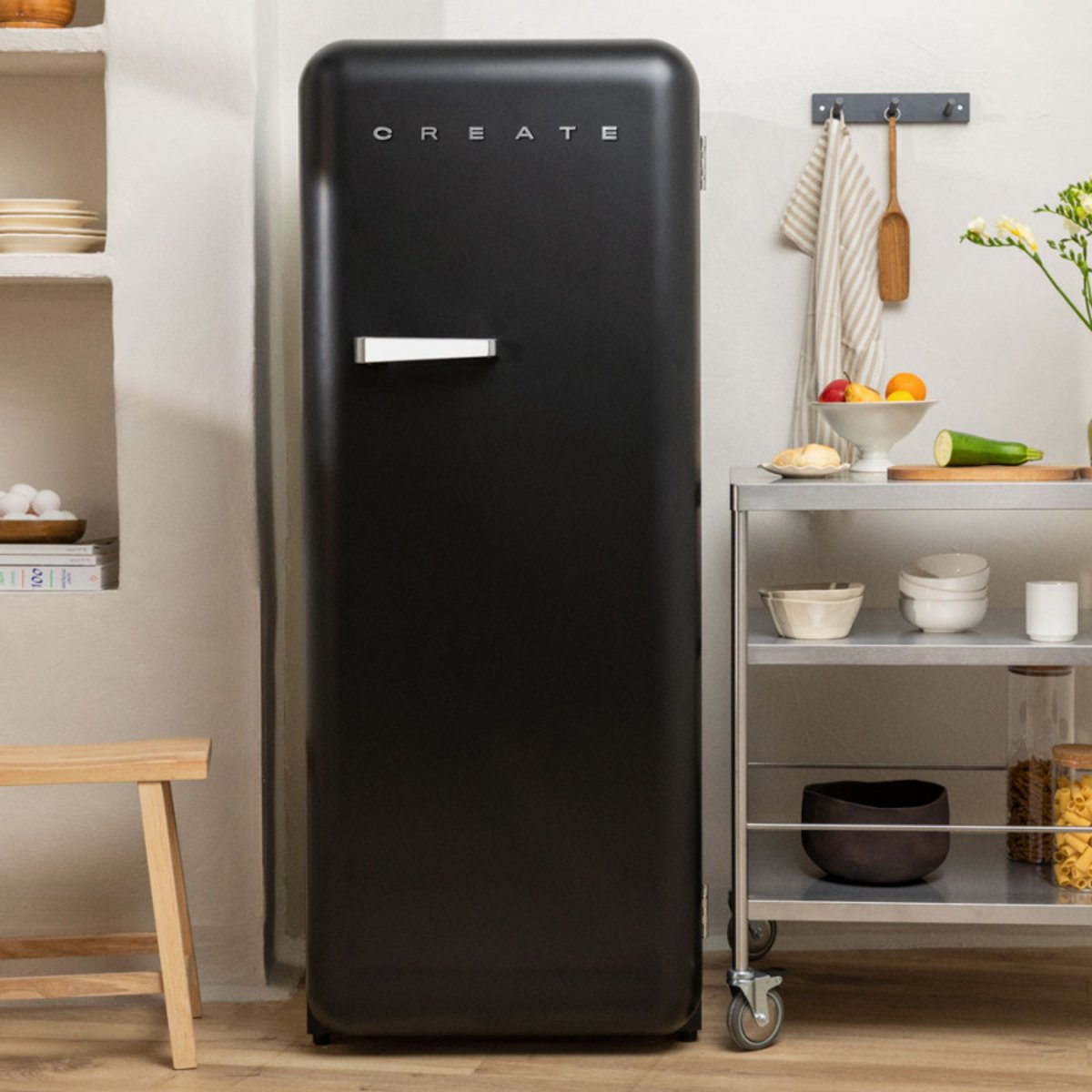 Réfrigérateur rétro FRIDGE RETRO 281L noir/argent, CREATE