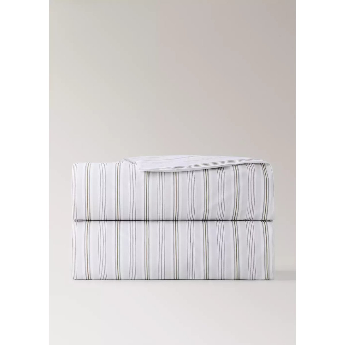 Housse de couette percale de coton 200 fils rayures gris, MANGO HOME